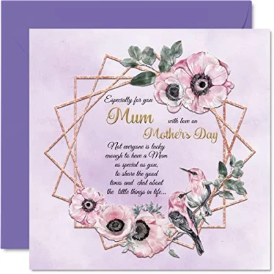 Image of Classic Mother’s Day Card for Mum, Beautiful Traditional Floral Mothers Mother from Daughter Son, 145mm x Seasonal Mummy Mama Mam Mammy Mom Mommy Flower Greeting Cards