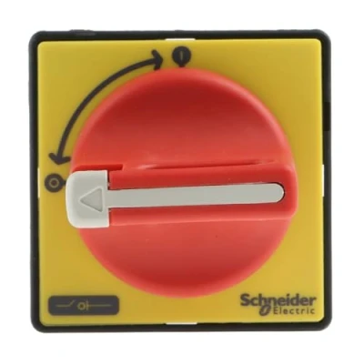 Image of Schneider Electric TeSys VARIO Emergency Stop Switch Disconnector, for Door Mounting, 3 Pole, 12A, 3NO, IP65 Rated, Padlockable Operating Handle, VCDN12