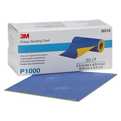 Image of 3M Grippy Sanding Cloth, 139 mm x 114 mm, P1000, 35113, 20 Sheets per Roll