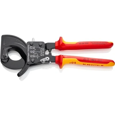 Image of KNIPEX Cable Cutter with Ratchet Action, 250 mm, VDE, for Cu and AI to 32 mm (240 mm²), Cutters, Wire 95 36