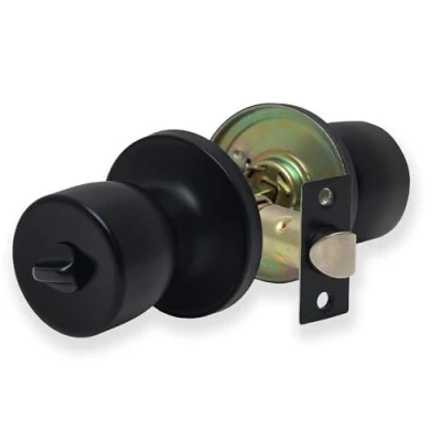 Image of XFORT Tulip Privacy Knob Set Matt Black, Door with Lock for Internal Wooden Bathroom Doors