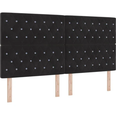 Image of vidaXL Headboard Crystal Button Tufted Black 180 cm Velvet