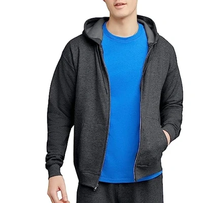 Image of Hanes Men&#039;s EcoSmart Fleece Hoodie, Charcoal Heather, L