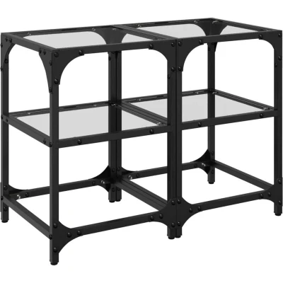 Image of vidaXL Coffee Tables with Transparent Glass Top 2 pcs 30x30x45 cm Steel