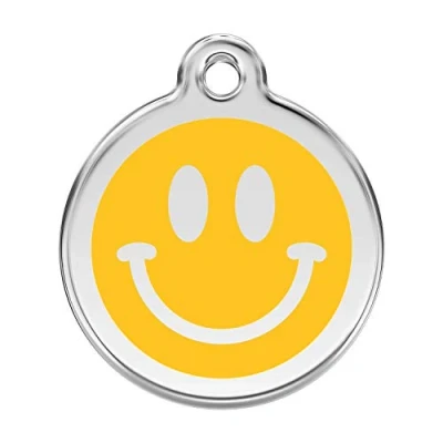 Image of RedDingo Smiley Dog Tag 20 mm Yellow