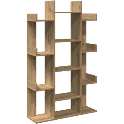 Image of vidaXL Book Cabinet/Bookshelf Artisan Oak, 86x25.5x140 cm, Engineered Wood, Modern Style, 13 Shelves, for Living Room/Office