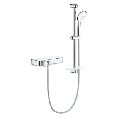 Image of GROHE Grohtherm Smartcontrol Thermostatic Shower Mixer with 3 Spray Euphoria 110 Massage Set (600 mm Rail), Made in Germany, Chrome, 34720000