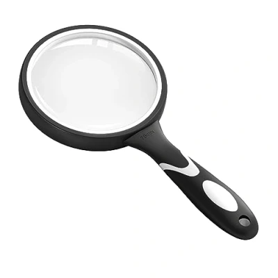Image of Large Magnifying Glass, 10X Glasses for Reading Hobbies Applied to Science Books Hobby Observation Premium Soft Hand Shank Magnifier Seniors