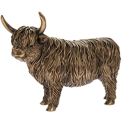 Image of Reflections Bronzed Highland Cow Figurine By Lesser &amp; Pavey
