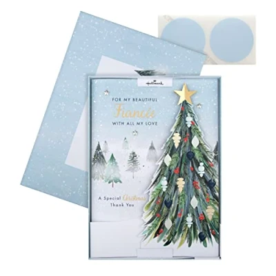 Image of Hallmark Boxed Christmas Card for Fiancé Classic Winter Scene with Tree Design