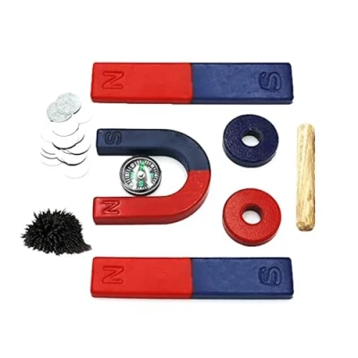 Image of Physics Science Magnets Kit for Education Experiment Tools Icluding Bar/Ring/Horseshoe/Compass