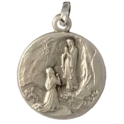 Image of 925 STERLING SILVER &quot; OUR LADY OF LOURDES MADONNA MEDAL 100% MADE IN ITALY THE PATRON SAINTS MEDALS