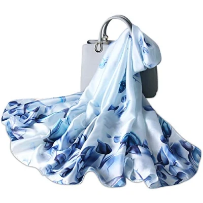 Image of LumiSyne Women&#039;s Silk Scarf Flower Printed Fashion Elegant Style Long And Soft Shawl Wrap Warm Sunscreen All Season
