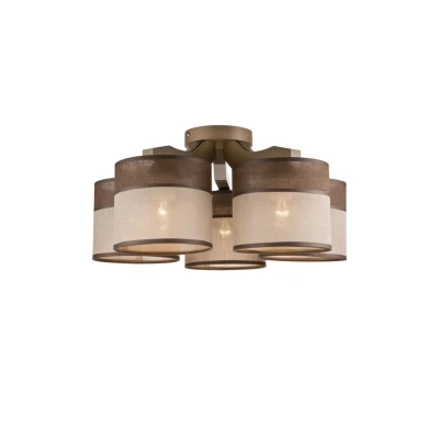 Image of Andrea Multi Arm Semi Flush Ceiling Light, Fabric Shades, Sonoma, 5x E27