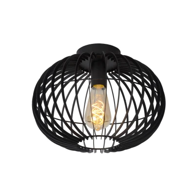 Image of Reda Modern Flush Ceiling Light Ø 32cm 1xE27 Black