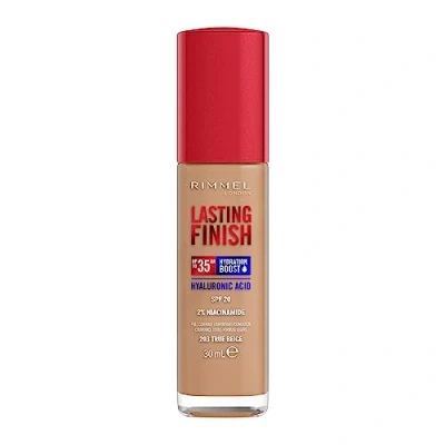 Image of Rimmel Lasting Finish 35Hr Foundation 203 True Beige, Full Coverage, Hydrating, SPF20, Hyaluronic Acid, Vitamin E, 2% Niacinamide, All Day Wear, Vegan, Cruelty Free
