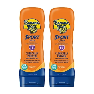 Image of Banana Boat Ultra Sport Reef Friendly Sunscreen Lotion, Broad Spectrum SPF 15, 8 Ounces Twin Pack