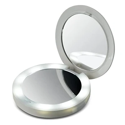Image of HoMedics Compact Charging LED Mirror, Perfect Handbag Companion for Beauty and Smartphone, Light Make Up in any Lighting, USB Port iPhone iPad Samsung Galaxy + More Portable Devices