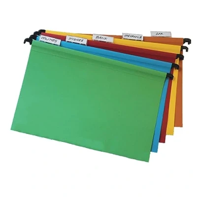 Image of Cathedral Products A4 Assorted Colour Suspension Files with Clip on Index Tabs and Inserts Pack of 10