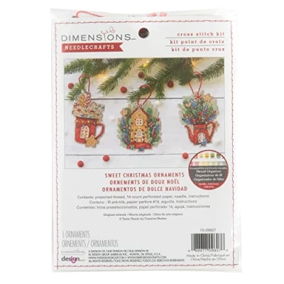 Image of Dimensions Gold Collection Counted Cross Stitch Ornament Kit Sweet Christmas Ornaments (14 Count)