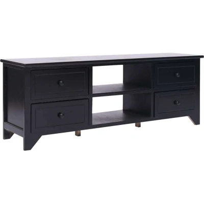 Image of vidaXL TV Cabinet Black 108x30x40 cm Solid Paulownia Wood