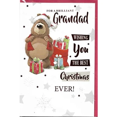 Image of Christmas Card For Grandad 15 x 23 Cm A Brilliant Wishing You The Best Ever Cute Bear