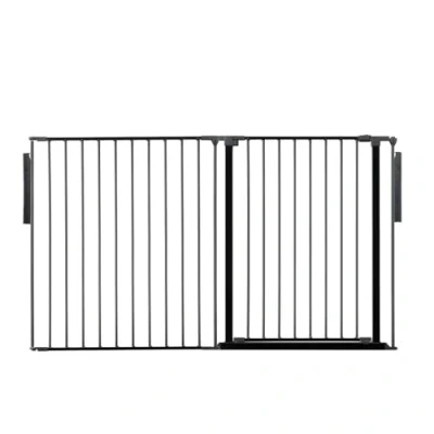 Image of Safetots Premium Extra Tall Room Divider, up to 154cm Wide, Black, 105cm Tall, Multi Panel Flexible Barrier, Divider with Door for Baby and Toddler, Easy Installation