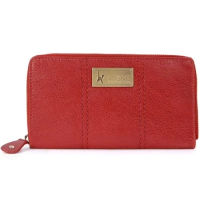 Image of Catwalk Collection Handbags Ladies Medium Leather Purse Women&#039;s Wallet with 8 Card Slots &amp; Coin Pocket RFID Protection Gallery Red