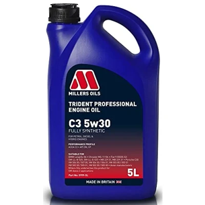 Image of Millers Oils Trident Professional 5w30 C3 SN Fully Synthetic Engine Oil, LL 04, 5 Litres