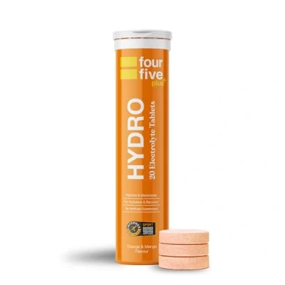 Image of fourfive Hydration Tablets (Orange &amp; Mango) Low Calorie Vitamin Electrolytes, Vegan, Magnesium Calcium, Sports 1x20 Effervescent