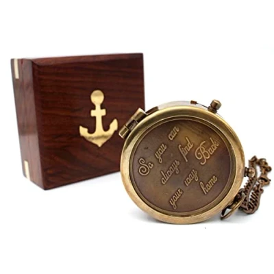 Image of “So You Can Always Find Your Way Back Home, Camping Compass Engraved with Gift for Birthday, Anniversary, Graduation Day, Valentine’s Baptism Gifts, Inspirational