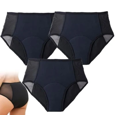 Image of Incontinence Pants Women, Period Protection Underwear for Moderate Heavy Absorbency Women and Men with Bladder Weakness Triple Dual Absorption Zones