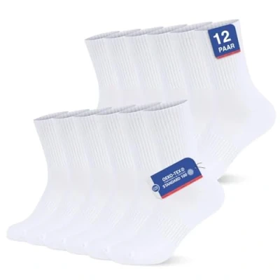 Image of YouShow White Cotton Crew Socks Men 9 12 UK Sport Athletic Gym Golf Multipack Pairs