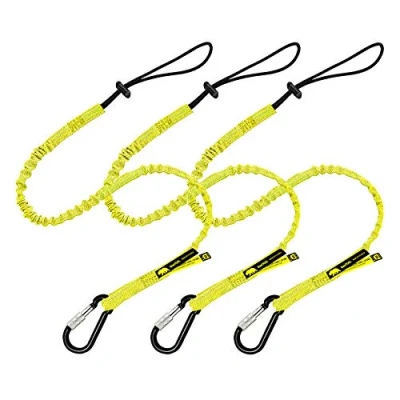 Image of BearTOOLS® Tool Safety Lanyard with Carabiner, Adjustable Loop 3ft, Max Load 8kg / 17lbs Tough and Durable, For Working at Height Scaffolding, Construction, Tree Work, Window Cleaning 3 pack
