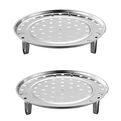 Image of 2 PCS Steamer Basket Rack Steaming Stand for Pots Pans Crock with Supporting Feet Steam Holder Stainless Steel Chinese