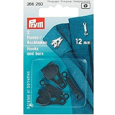 Image of Prym Trouser and Skirt Hooks, Metal, Black, 12 mm