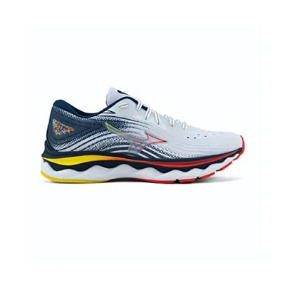 Image of Mizuno Women&#039;s Wave Sky 6 Trail Running Shoes, White Hibiscus Buttercup, 5 UK