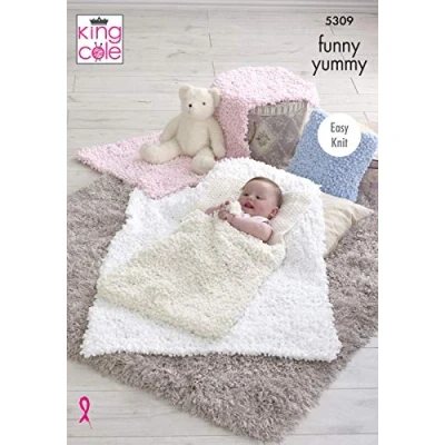 Image of Yummy King Cole Blankets Knitted in Funny Knitting Pattern 5309