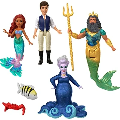 Image of Mattel Disney the Little Mermaid Ariel&#039;s Adventures Story Set with 4 Small Dolls and Accessories, Toys Inspired by Movie, HLX19