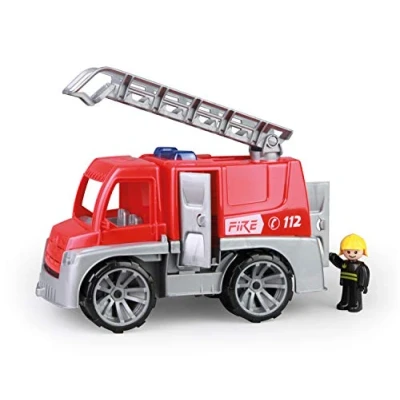 Image of Lena 04457 TRUXX Brigade Figure, Truck with Rescue Ladder, fire Engine Opening Doors, Play Vehicle for Children from 2 Years, Red, Silver