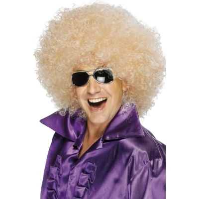 Image of Smiffys Afro Wig, Mega Huge, Blonde , 1970&#039;s Disco Fancy Dress, Adult Dress Up Wigs