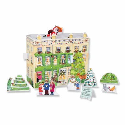 Image of Alison Gardiner 3D Highgrove House with Freestanding Figures Large Traditional Festive Christmas Advent Calendar Made in UK