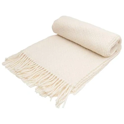 Image of Tweedmill Textiles Wafer Cream Pure New Wool Knee Rug BRITISH MADE