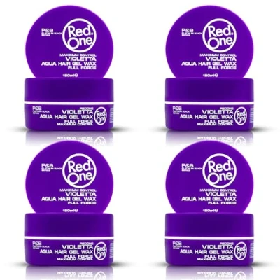 Image of RedOne Hair Styling Aqua Wax Violetta 4 x 150 ml Strong Hold Gel Ultra Lavender Scent Men &amp; Women Maximum Control PCS