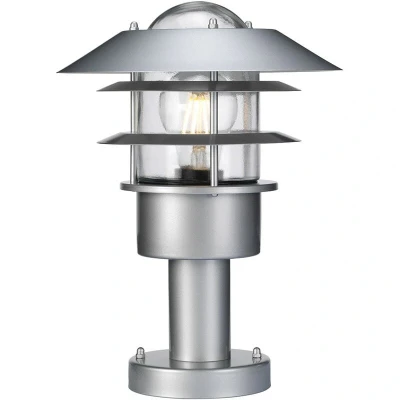 Image of Helsingor 1 Light Outdoor Pedestal Lantern Silver, 304 Ss IP44, E27