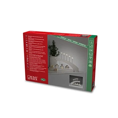 Image of Konstsmide Christmas Lights/Silhouette Village Motif with Star Decorations/Christmas Ornament Decoration/Battery Operated: 2xAA (Excl.)/Christmas Scene Warm White Diodes