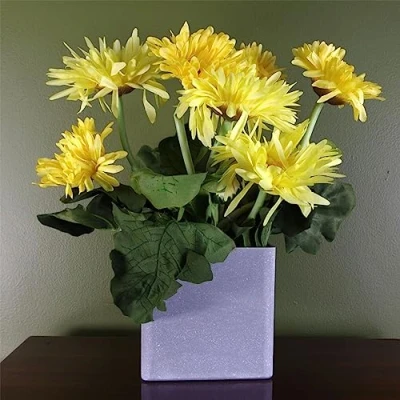 Image of Leaf Artificial Potted Daisy Flowering Plant Yellow