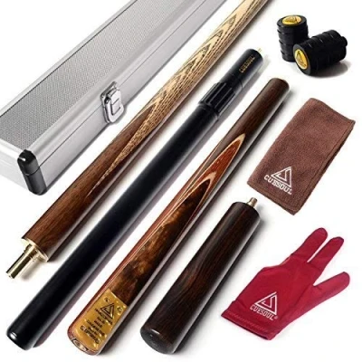 Image of CUESOUL 57 Handcraft 3/4 Jointed Snooker Cue with Mini Butt End Extension Packed in Aluminium Case (D303)