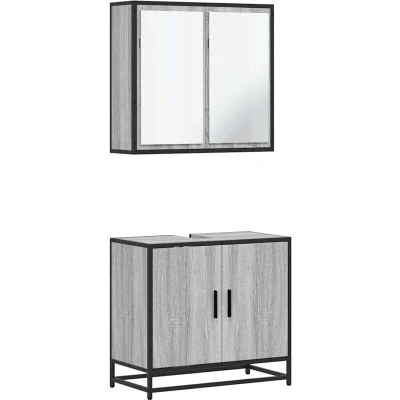 Image of vidaXL 2 Piece Bathroom Furniture Set Grey Sonoma Engineered Wood