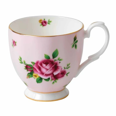 Image of Royal Albert Modern Vintage 40002397 Footed Mug 0.30ltr NCR, Fine Bone China, Country Roses Pink, 1 Count (Pack of 1)